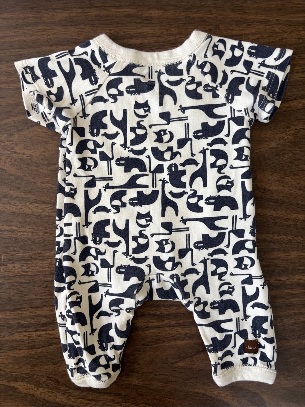 Tea Collection Ivory One-Piece with Navy Animal Print - Picture 3 of 3